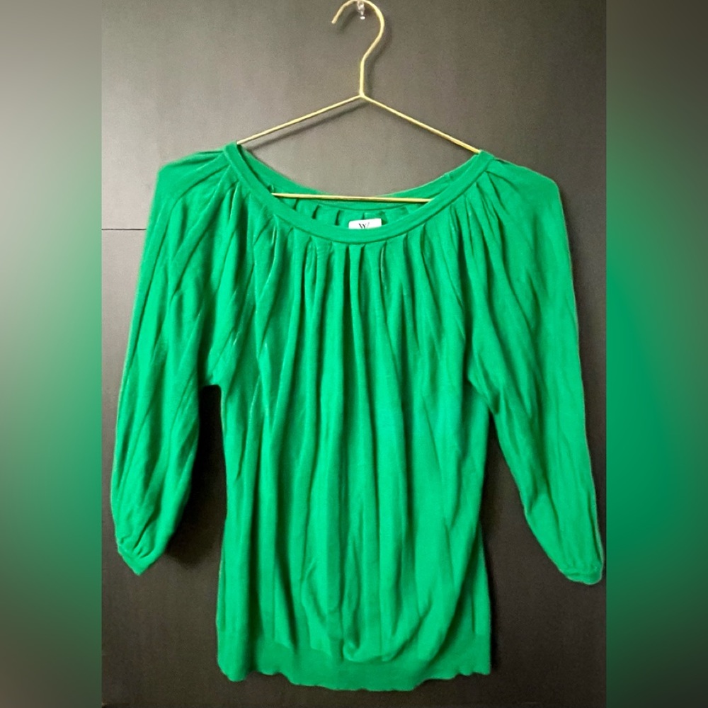 From Worthington, Petite “Kelly” green ribbed  sweater Sz PS Excellent Condition